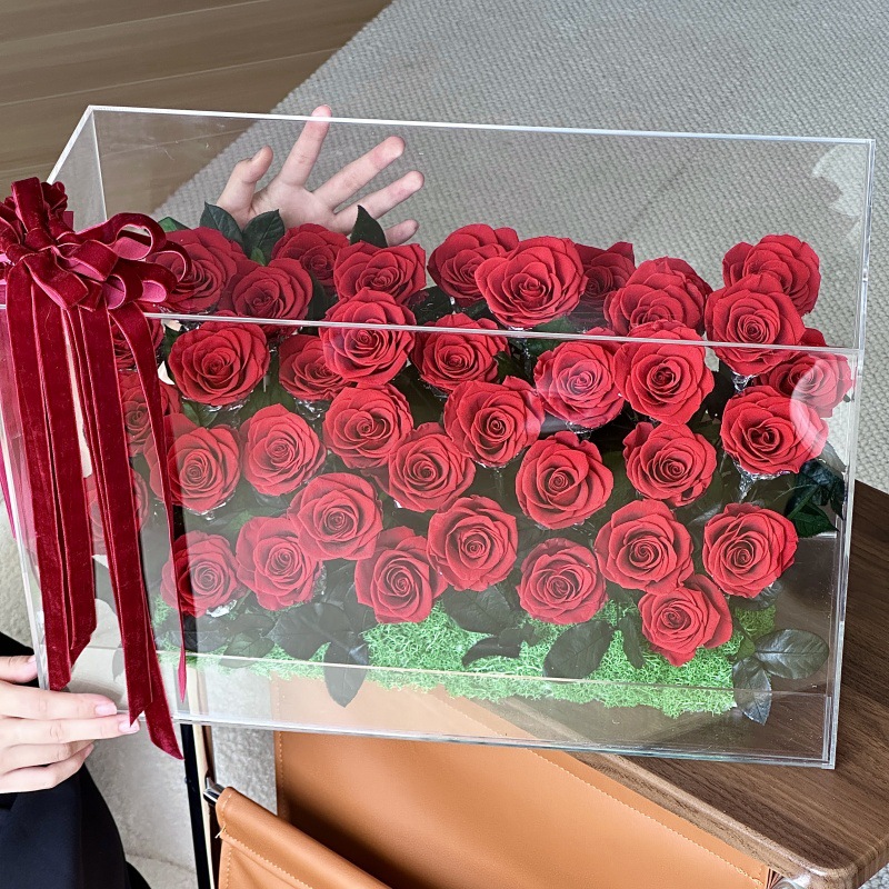 厂家直发玫瑰永生花巨型行李箱高级感花盒送女友闺蜜生日礼物批发