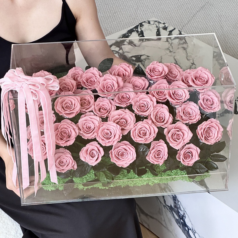 厂家直发玫瑰永生花巨型行李箱高级感花盒送女友闺蜜生日礼物批发