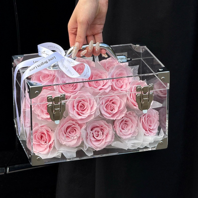 厂家直发玫瑰永生花巨型行李箱高级感花盒送女友闺蜜生日礼物批发