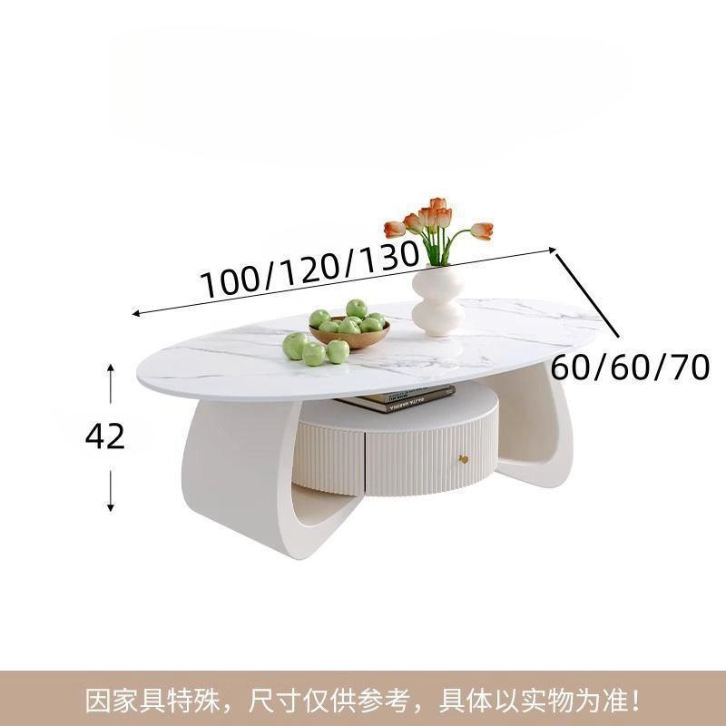 奶油风极简岩板茶几客厅家用茶几网红爆款2024新款轻奢茶桌小户型