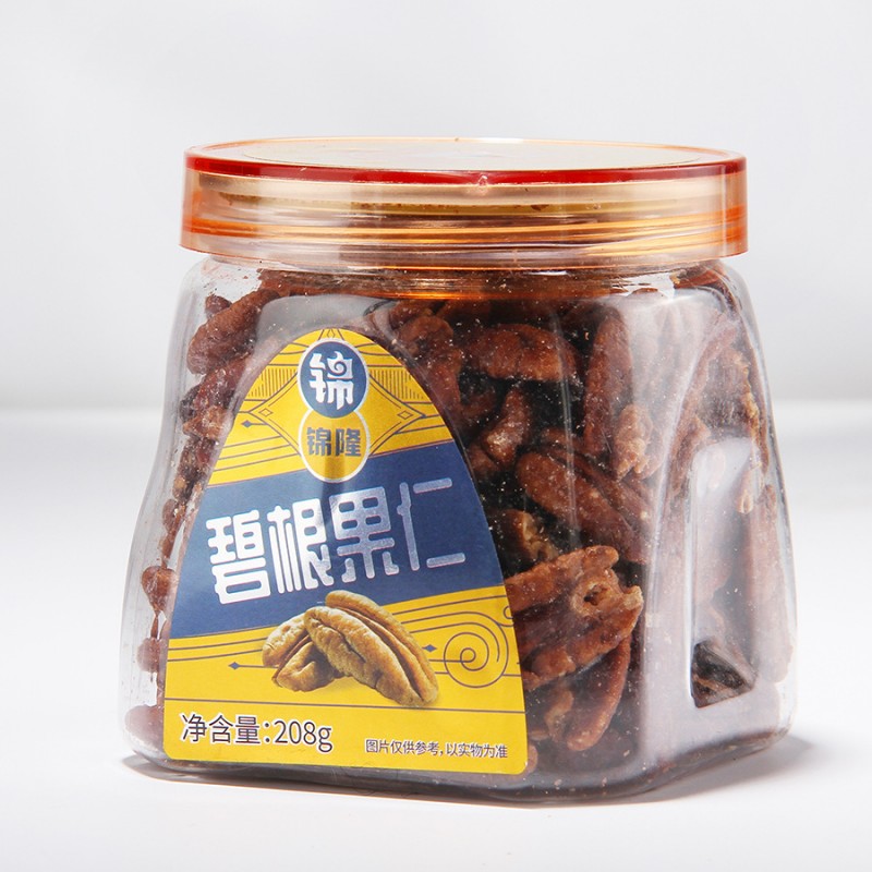锦隆碧根果仁独立208g罐装坚果炒货包装休闲健康零食大颗粒
