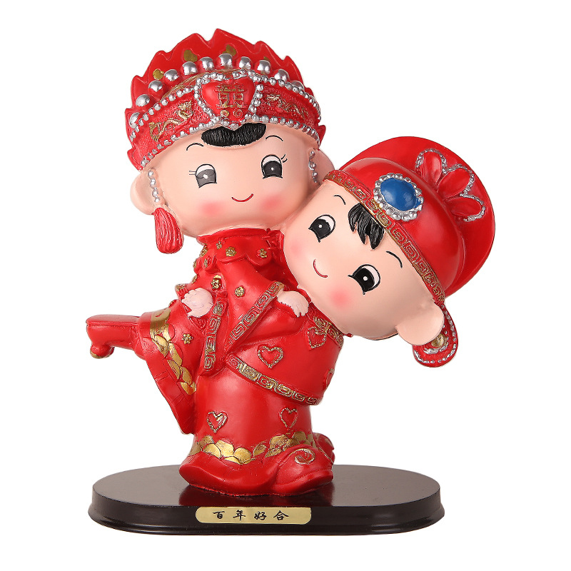婚庆娃娃新婚结婚礼物百年好合礼品婚房家居装饰摆设树脂中式摆件