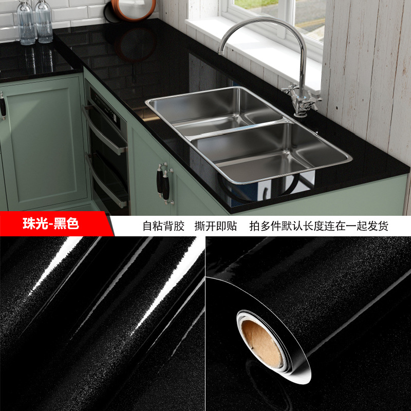 跨境自粘橱柜贴纸翻新家具改色遮丑贴膜灶台面桌柜防水防油墙壁纸