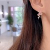日系田园少女三花樱花不对称耳钉温婉甜美珐琅小众清新优雅耳饰