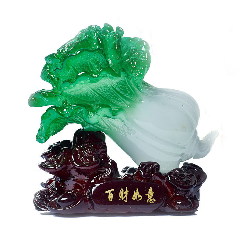 百财如意仿玉白菜摆财摆件风水招财开业前台办公室家居树脂工艺品