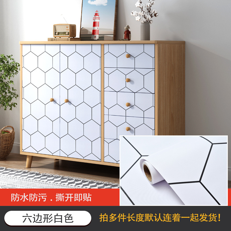 抽屉贴纸自粘墙纸防水防潮可擦洗壁纸旧家具翻新衣柜橱柜家用贴膜