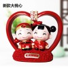 新婚喜娃中式婚房客厅装饰品结婚礼物树脂工艺品家居礼品摆件桃心