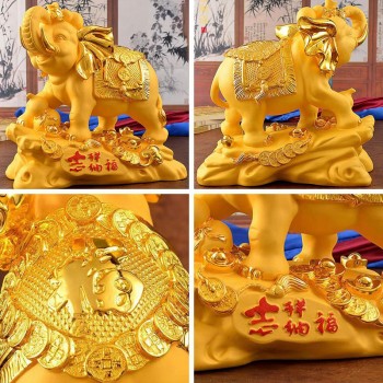 纳福风水福象树脂工艺品摆饰酒柜发财摆件高级感开业乔迁礼物批发