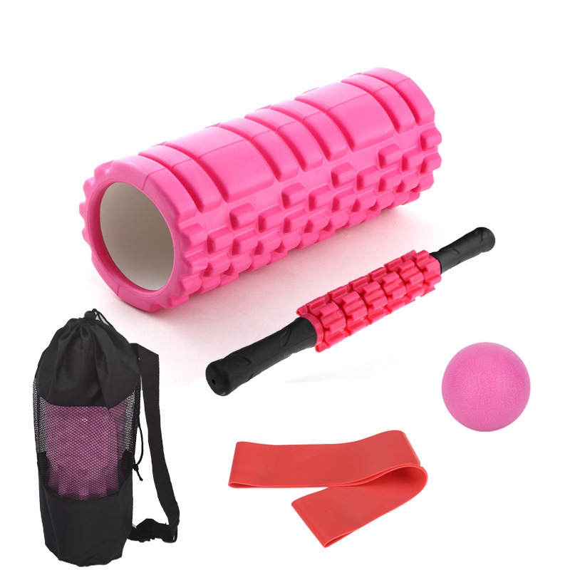 月牙款瑜伽柱套装狼牙形按摩棒刺猬球筋膜球套装空心泡沫轴瑜珈柱