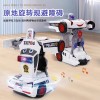 跨境电动万向变形警车赛车灯光音乐自动变形机器人儿童玩具车批发