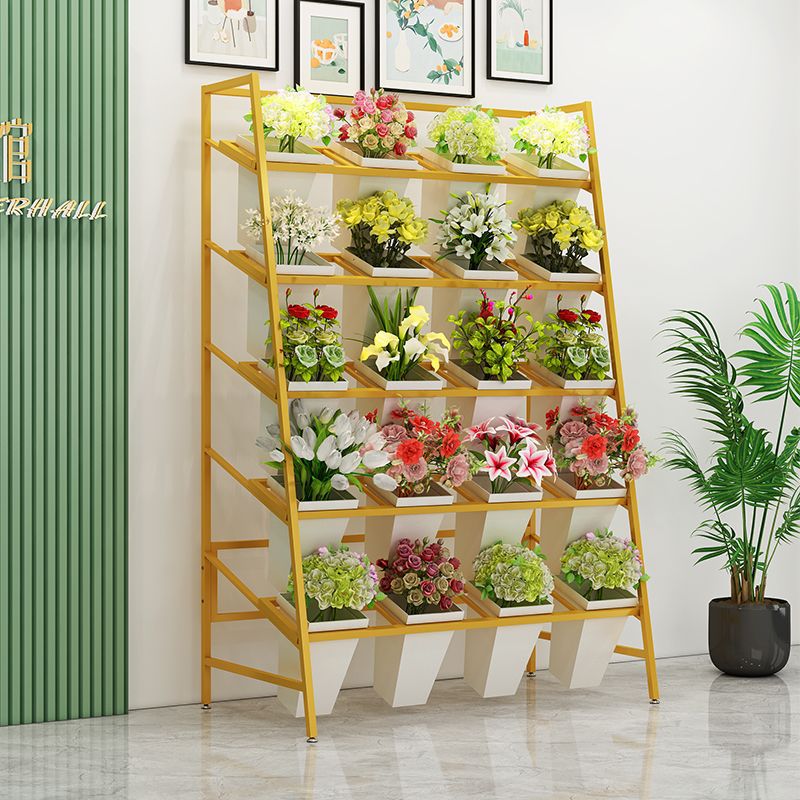 花店花架鲜花展示架铁艺梯形多层摆放架室内醒花桶置物架子花卉架