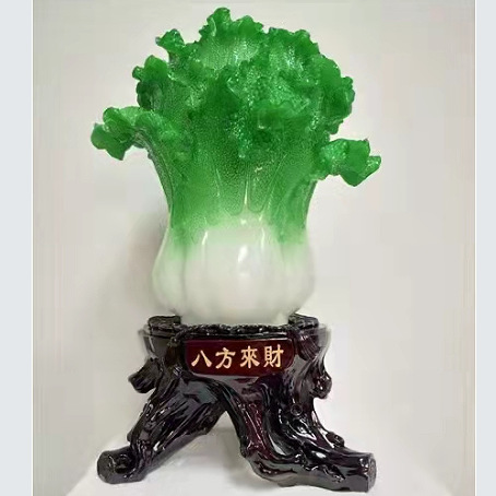 八方来财玉白菜福气酒柜摆件高级感树脂发财工艺品开业乔迁礼品
