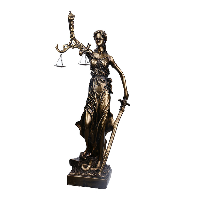 仿古铜女神忒弥斯雕塑雕像律师办公室公平小雕像正义法律天平摆件