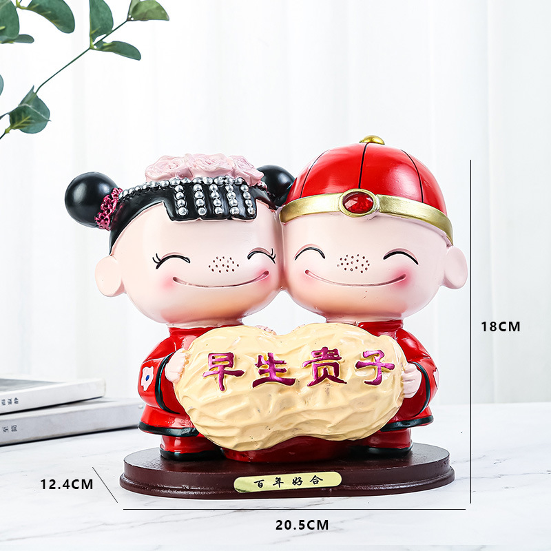 婚庆娃娃新婚结婚礼物百年好合礼品婚房家居装饰摆设树脂中式摆件