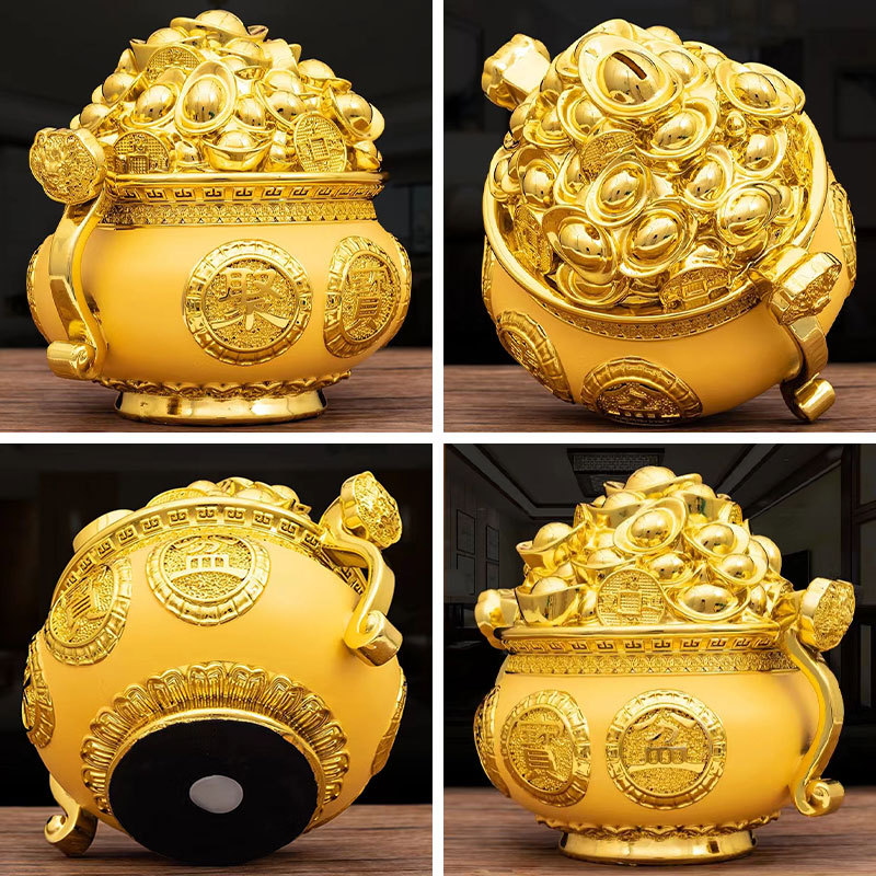 金元宝聚宝盆招财盆摆件树脂小众发财开业乔迁礼物工艺装饰品批发