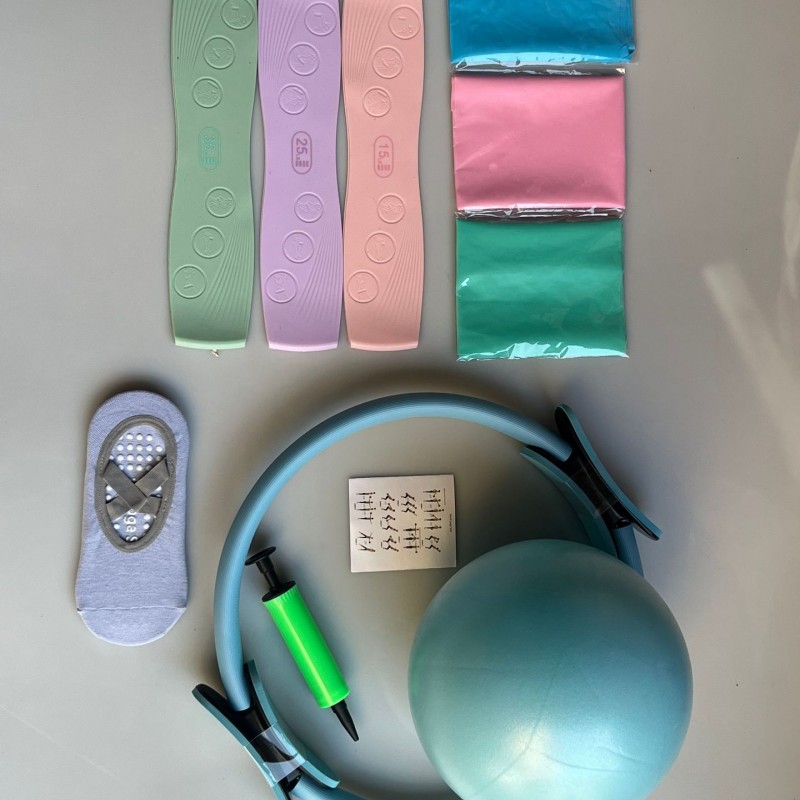 普拉提圈七件套伸展辅助带硅胶拉力带瑜伽袜瑜伽麦管球瘦身组合