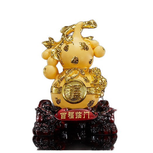 百福临门葫芦摆件客厅玄关中式树脂沙金乔迁礼物金葫芦金葫芦摆件