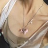 赵露思同款可爱粉色腊肠小狗蝴蝶结吊坠项链长款锁骨链高级感甜美