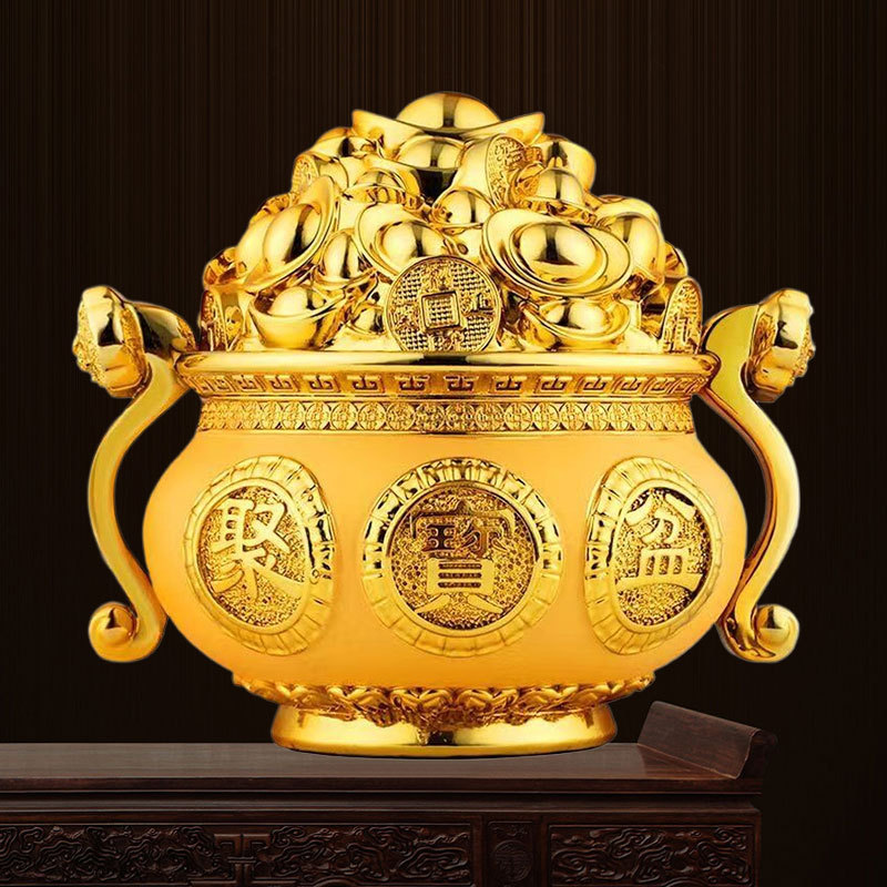 金元宝聚宝盆招财盆摆件树脂小众发财开业乔迁礼物工艺装饰品批发