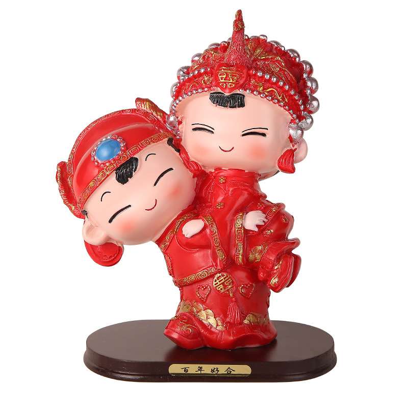 婚庆娃娃新婚结婚礼物百年好合礼品婚房家居装饰摆设树脂中式摆件