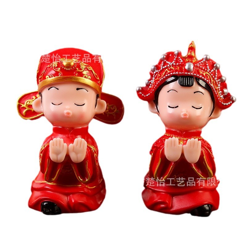 婚庆情侣公仔摆件新婚礼物送新人一对高档中式娃娃桌面摆饰高级感