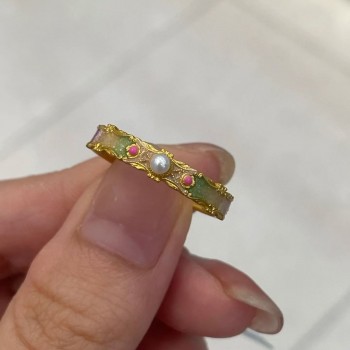 红楼梦系列戒指新中式复古国风美学马卡龙色的鎏彩可调节指戒女
