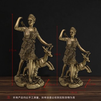 月亮狩猎女神阿尔忒弥斯雕塑摆件 欧式复古酒吧餐厅摆设拍照道具