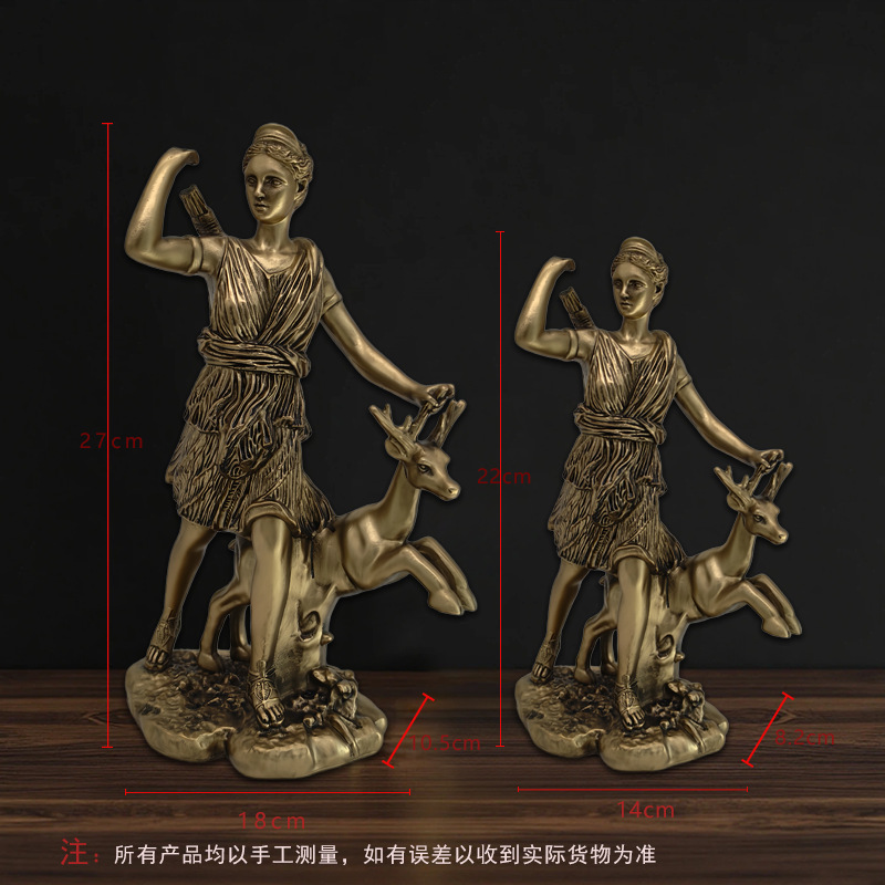 月亮狩猎女神阿尔忒弥斯雕塑摆件 欧式复古酒吧餐厅摆设拍照道具