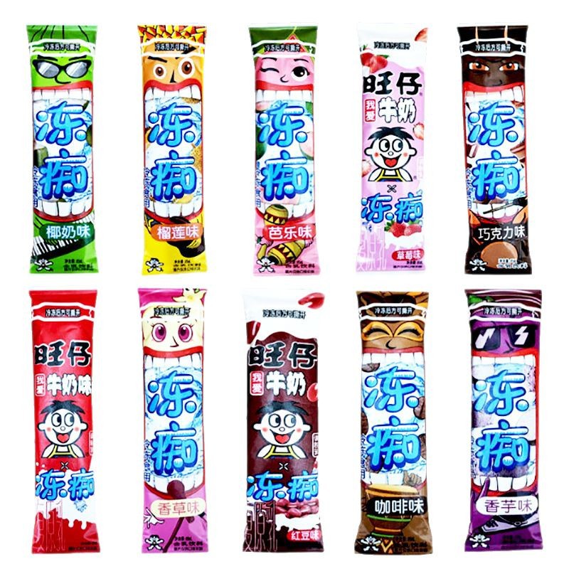 85ml旺旺冻痴旺仔牛奶果味型雪糕冰淇淋吸吸果冻碎冰冰整箱批发
