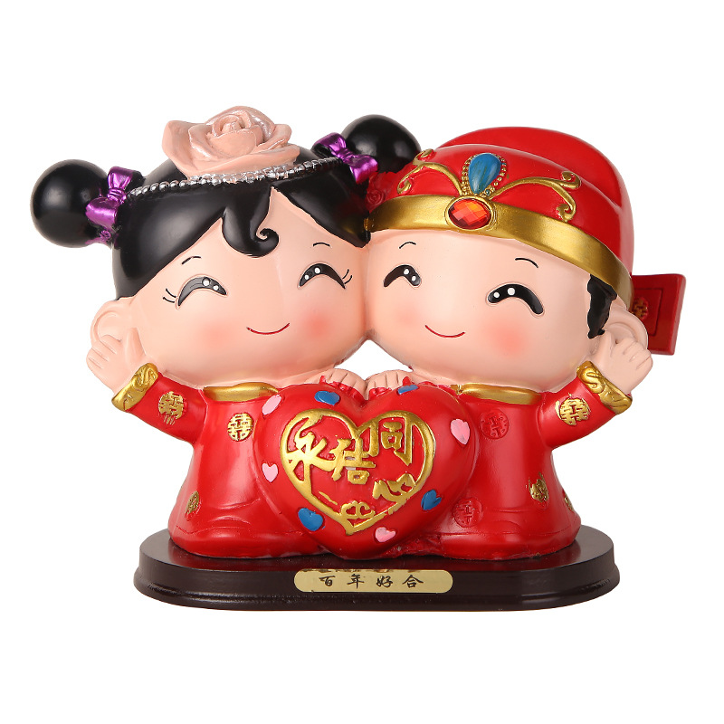 婚庆娃娃新婚结婚礼物百年好合礼品婚房家居装饰摆设树脂中式摆件