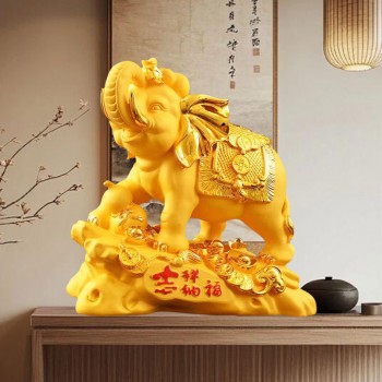 纳福风水福象树脂工艺品摆饰酒柜发财摆件高级感开业乔迁礼物批发