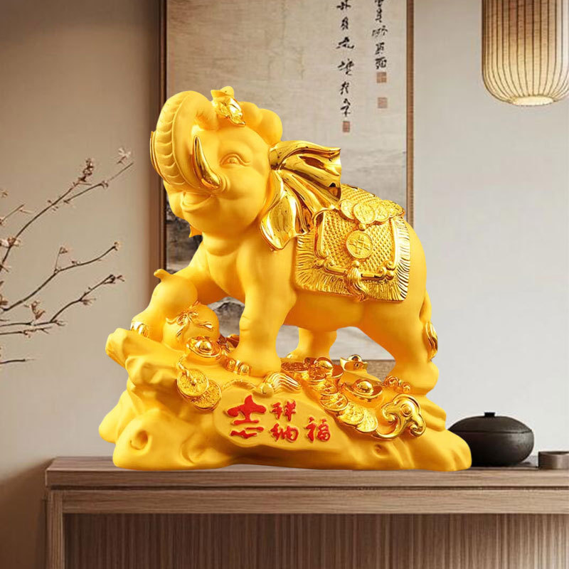 纳福风水福象树脂工艺品摆饰酒柜发财摆件高级感开业乔迁礼物批发