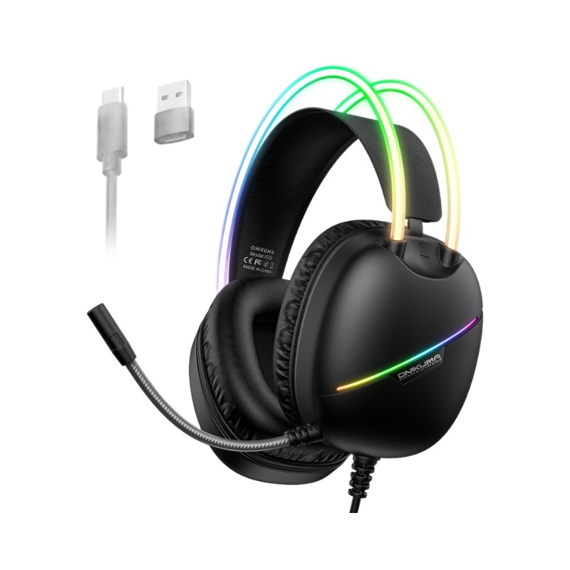 跨境ONIKUMA X33头戴式耳机游戏电竞有线 USB typec 手游吃鸡耳麦