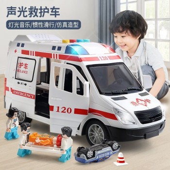 惯性120救护车仿真急救车玩具大号汽车模型可开门儿童早教故事