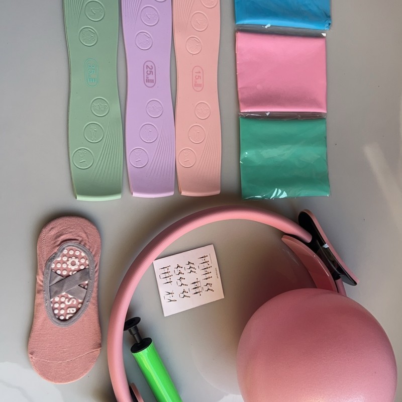 普拉提圈七件套伸展辅助带硅胶拉力带瑜伽袜瑜伽麦管球瘦身组合