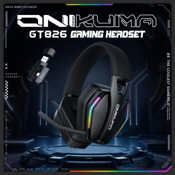 跨境新品ONIKUMA GT826 2.4G无线游戏耳机头戴式蓝牙耳机RGB三模