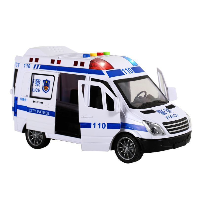 儿童警察车惯性灯光音乐可开门公安车男孩3-6岁玩具仿真汽车模型
