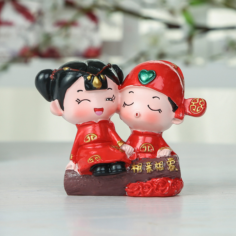 婚庆娃娃新婚结婚树脂工艺品礼物新中式礼品婚房创意家居装饰摆件