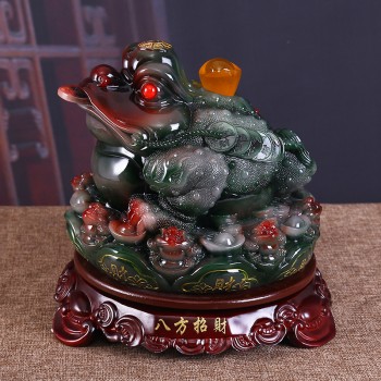 家居金蟾摆件仿玉前台装饰品风水乔迁开业商务客厅酒柜工艺品树脂