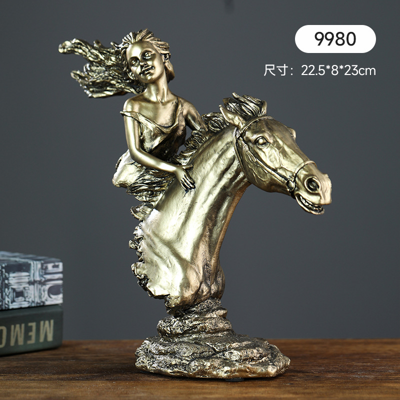 桌面摆件装饰件欧式复古摆件高级感树脂工艺品办公室雕像摆饰乔迁