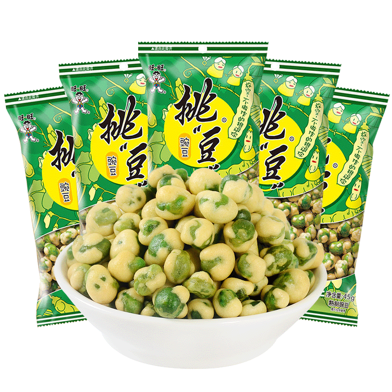 旺旺挑豆豌豆5g*包坚果炒酒食休闲零食小吃点心膨化豆子