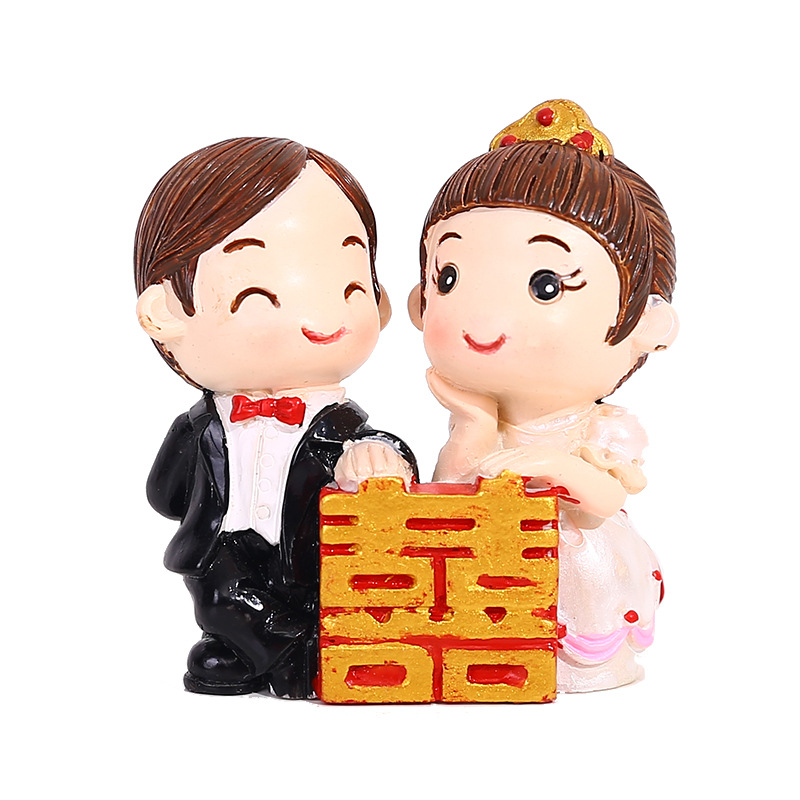 新郎新娘婚礼婚庆树脂娃娃摆件礼品饰品结婚婚房摆饰批发新中式