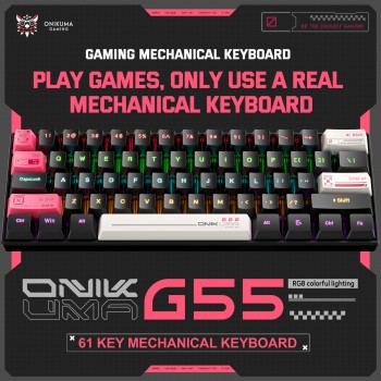 跨境新品ONIKUMA G55机械61键盘游戏RGB发光usb有线键盘厂家直销