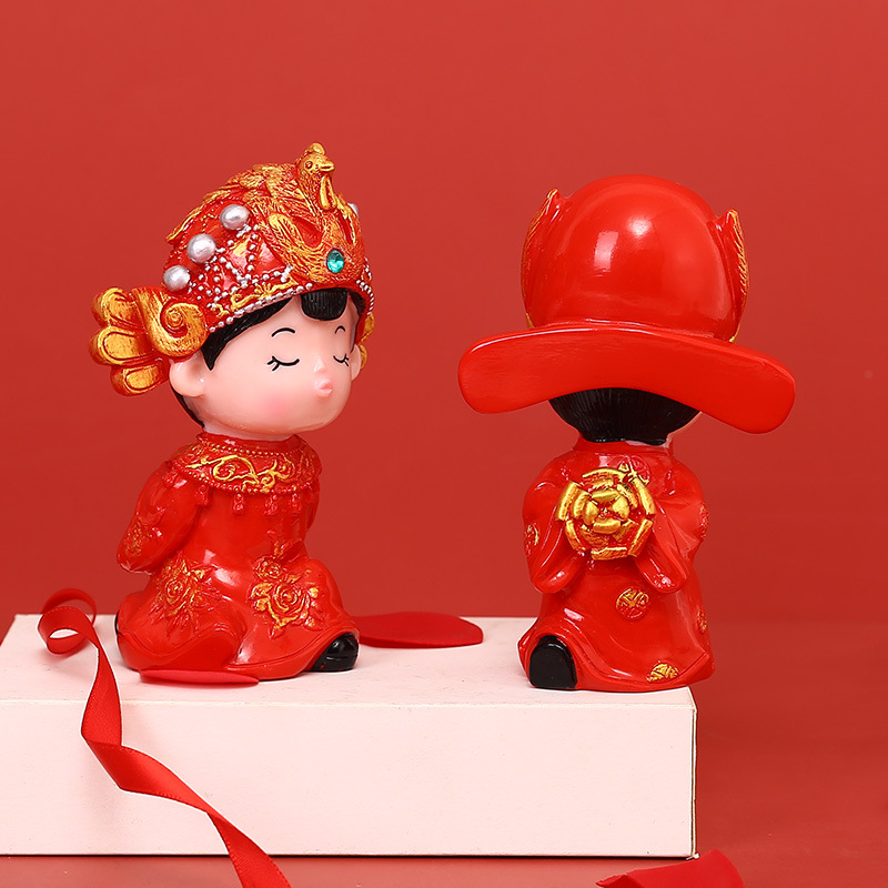 新婚结婚娃娃礼物送新人摆件礼品工艺创意家居搪胶工艺品一对实用
