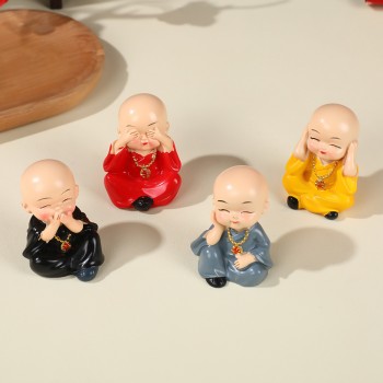 创意盆景禅意摆件四不小和尚少林功夫小子小沙弥汽车饰品桌面摆饰