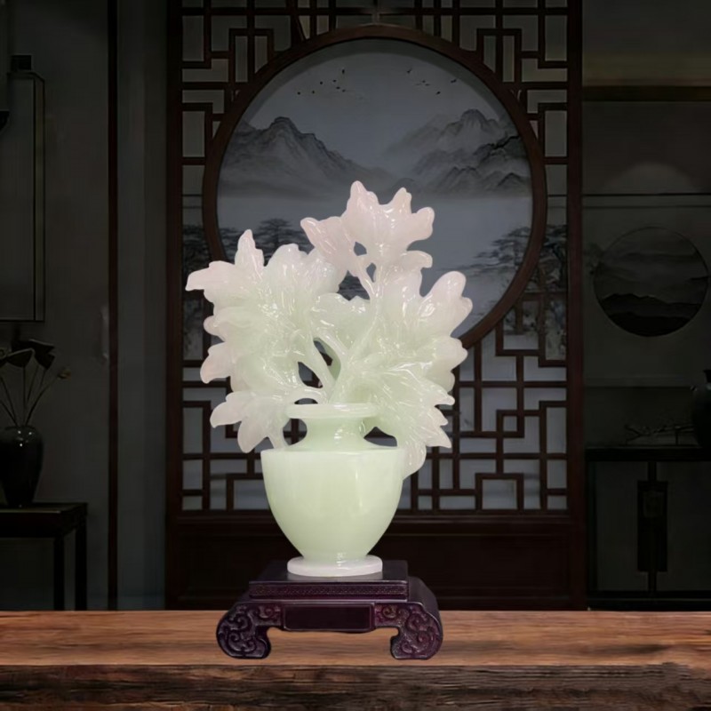 阿富汗玉花瓶摆件客厅家居电视柜玄关装饰工艺品乔迁礼品树脂仿玉