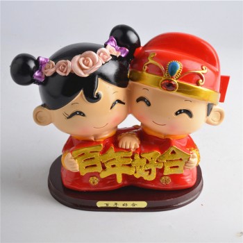 中式婚房布置桌面装饰品摆件百年好合结婚礼物婚庆树脂工艺品手工