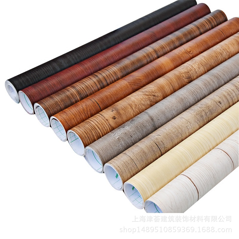 防水PVC木纹家具翻新贴纸自粘墙纸衣柜橱柜子桌子门装饰波音软片