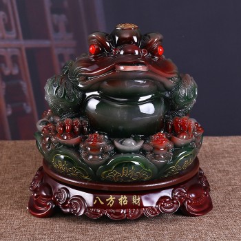 家居金蟾摆件仿玉前台装饰品风水乔迁开业商务客厅酒柜工艺品树脂