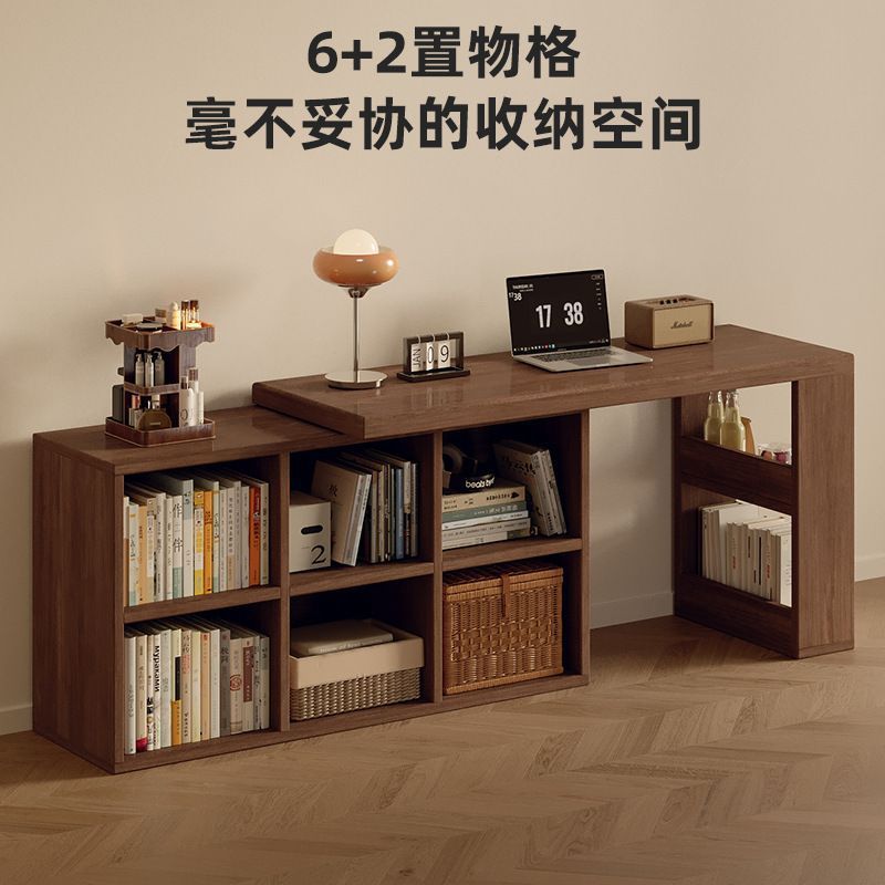 转角书桌书架书柜一体桌子卧室家用可伸缩梳妆台拐角电脑桌办公桌